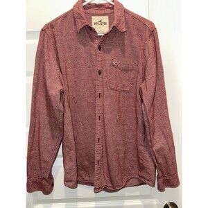 Hollister Shirt Mens Large Light Red Button Down Long Sleeve Stretch Casual